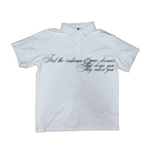 Summer Letter Printed Collar T-shirt